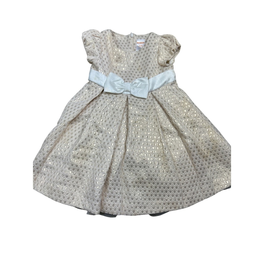 Gymboree Dress 18-24 Months Gold Metallic Jacquard Bow Party Holiday Formal